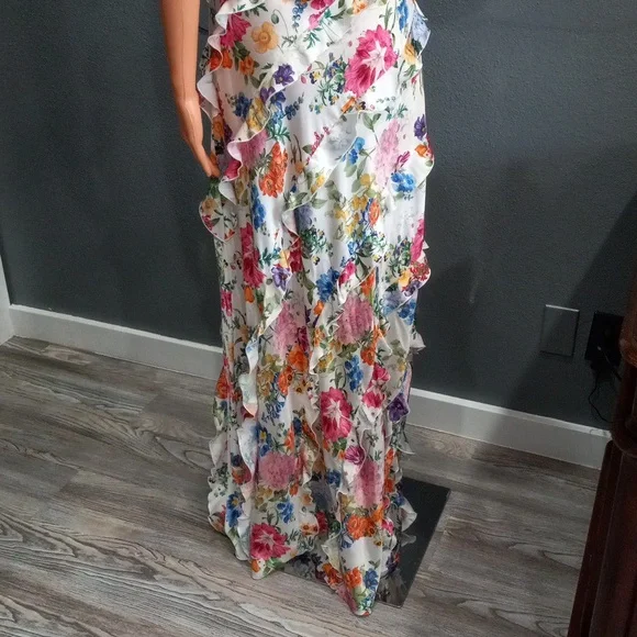 Show Me Your Mumu The  Romance Ruffle Ivory Botanical Floral Maxi Dress Size S - Picture 8 of 15